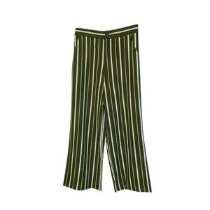 emory park‎ Trousers Size Small Striped Green White Wide Leg  Pants Lined NWOT